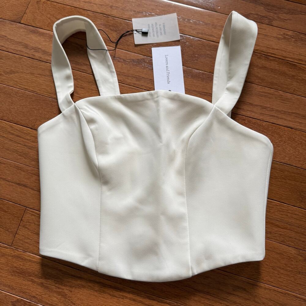 Lovers and Friends | NEW White Corset Style Jacqueline Tank Top Preppy Summer - Picture 3 of 9